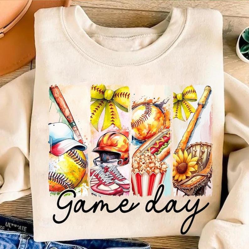 Game Day Softball Coquette Bow Mama , Softball Mom  Sweatshirt Classic T-Shirts, Hoodie | GrindPrints.com