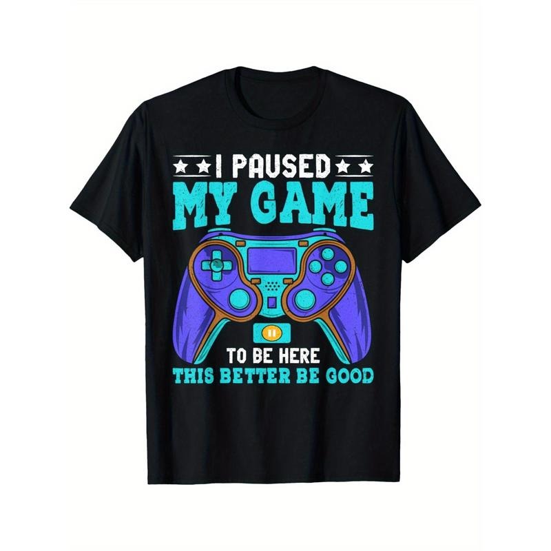 Gamer Shirt Boys Men Kids Teens Paused My Game To Be Here T-Shirt Summer Comfortable Casual Short Sleeve T-Shirt made in...