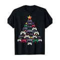 Gaming Controllers Christmas Tree Funny Gamer Christmas T-Shirt- 220g 100% Cotton made in usa Hoodie, Sweatshirt