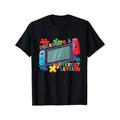 Gaming Printed Men's Cotton Graphic T-shirt, Casual Short Sleeve Crew Neck Gamer T-shirt, Men's Tee For Outdoor made in...
