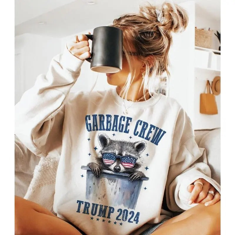 Garbage Crew - TRUMP 2024 Cotton Crewneck T-Shirts, Hoodie, Sweatshirt | GrindPrints.com