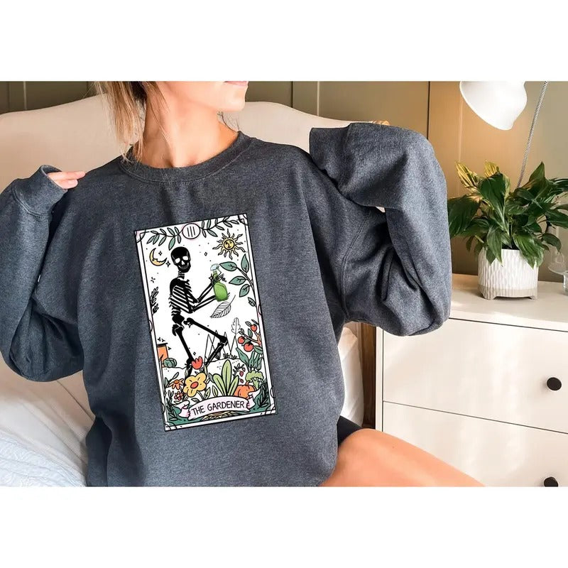 Gardener Skeleton Shirt - Plant Lover Tarot Card T-shirt - Garden Lover Gift - Plant Lady Shirt