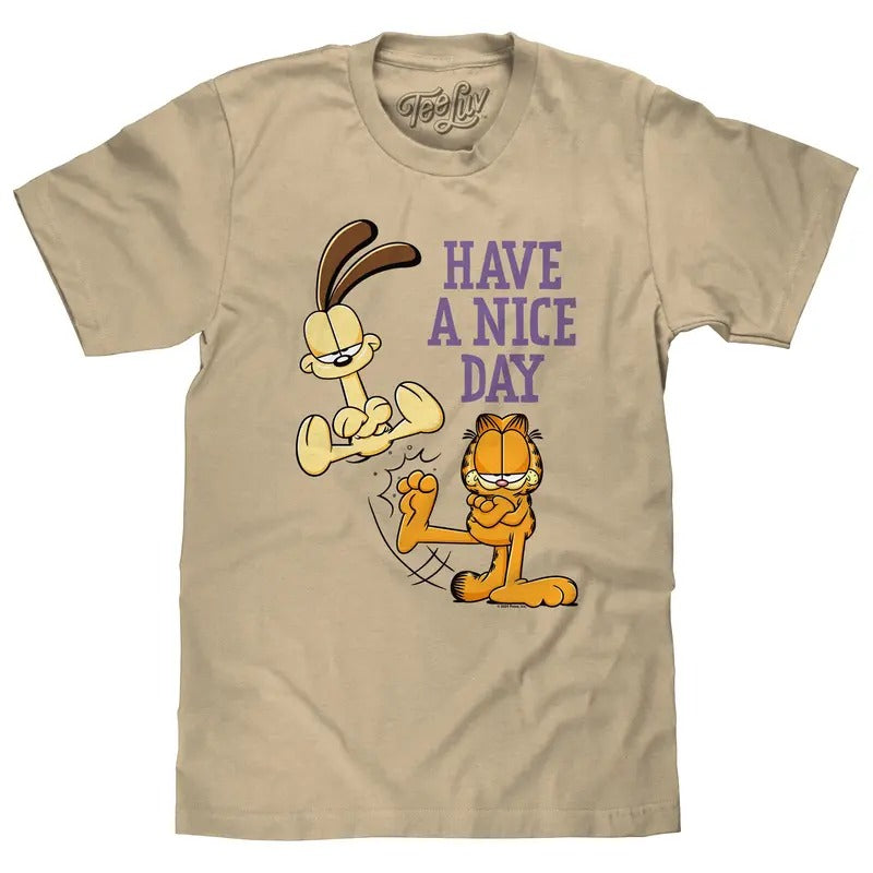 Garfield and Odie Shirt Have A Nice Day Cartoon T-Shirt - Cream Hoodie, Sweatshirt | GrindPrints.com