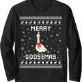 Geese Ugly Christmas Sweater Geese Lover Holiday Present Long Sleeve T-Shirt Hoodie, Sweatshirt | GrindPrints.com
