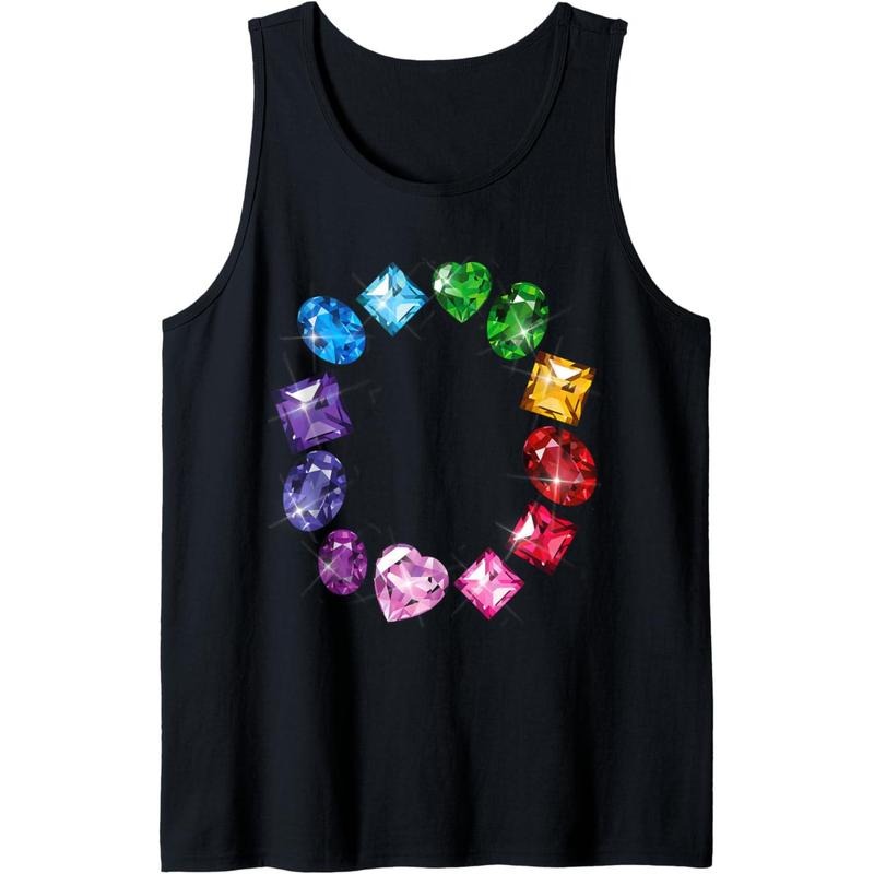 Gemstone Circle Fun Colorful Gemstones Novelty Tank Top MADE IN USA T-Shirts, Hoodie, Sweatshirt | GrindPrints.com