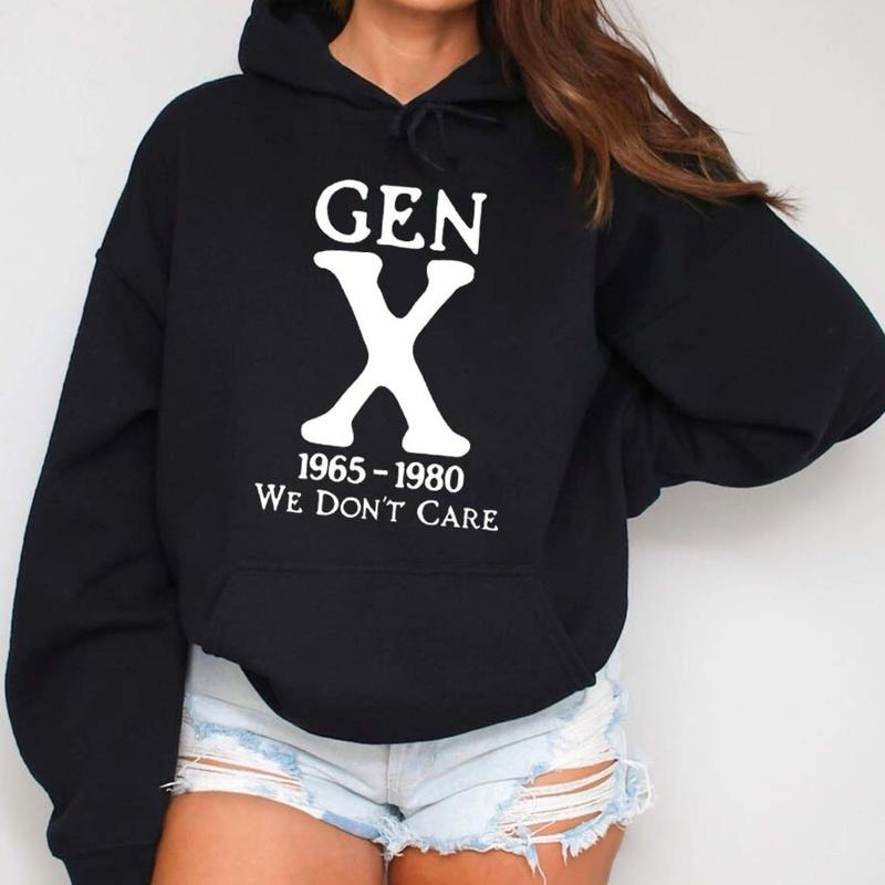 Gen X 1965-1980 We Don't Care Funny Hoodie Casual Street Style Fleece Pullover Hooded Sweatshirt Tops Trendy for Women...