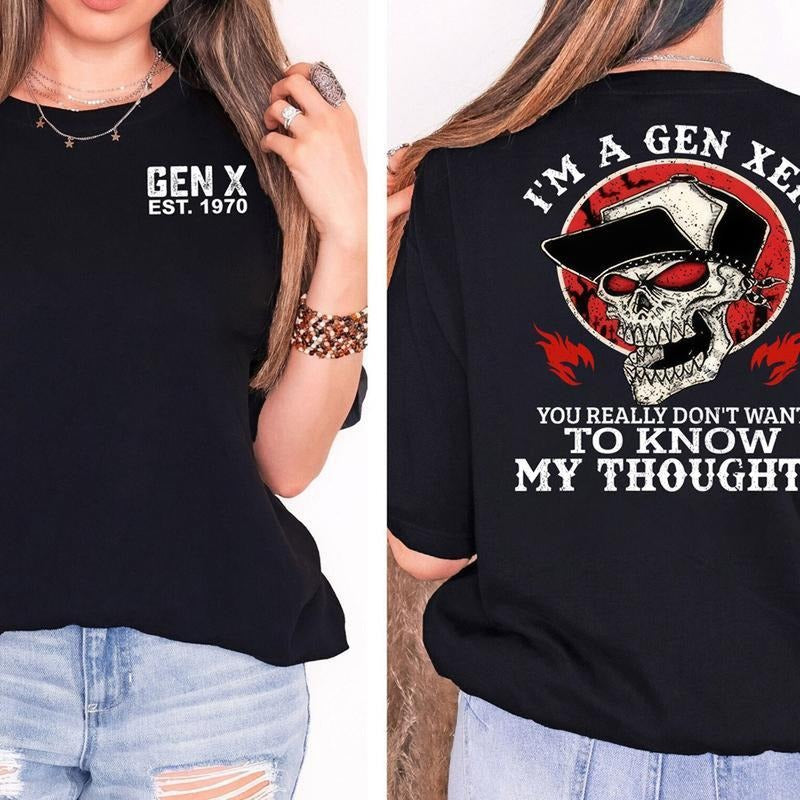 Gen X Classic Unisex Cotton Retro Gen X 1970 Shirt - Black, White, Navy, Casual, Short Sleeve, Split, Crew Neck, 100% US...