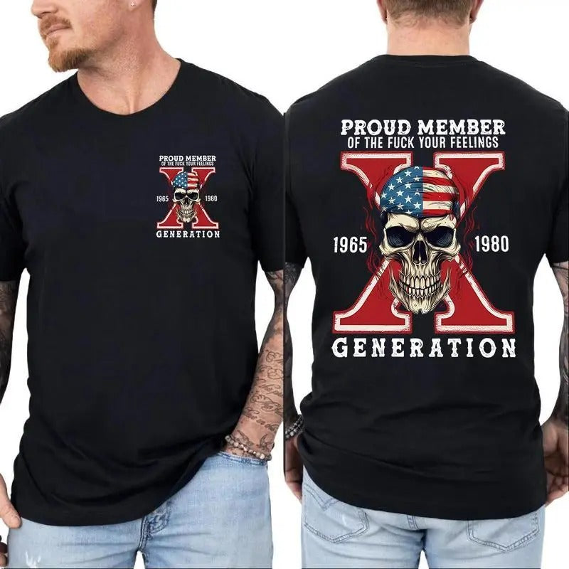 Gen X Skull Shirt, Generation X New Version Two Side T-Shirt Unisex Hoodie, Sweatshirt | GrindPrints.com