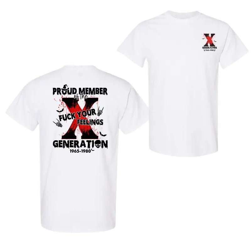 Gen-X T-Shirt, Retro Skeleton Hands Halloween 2 Sided T-Shirt For Women And Men Hoodie, Sweatshirt | GrindPrints.com