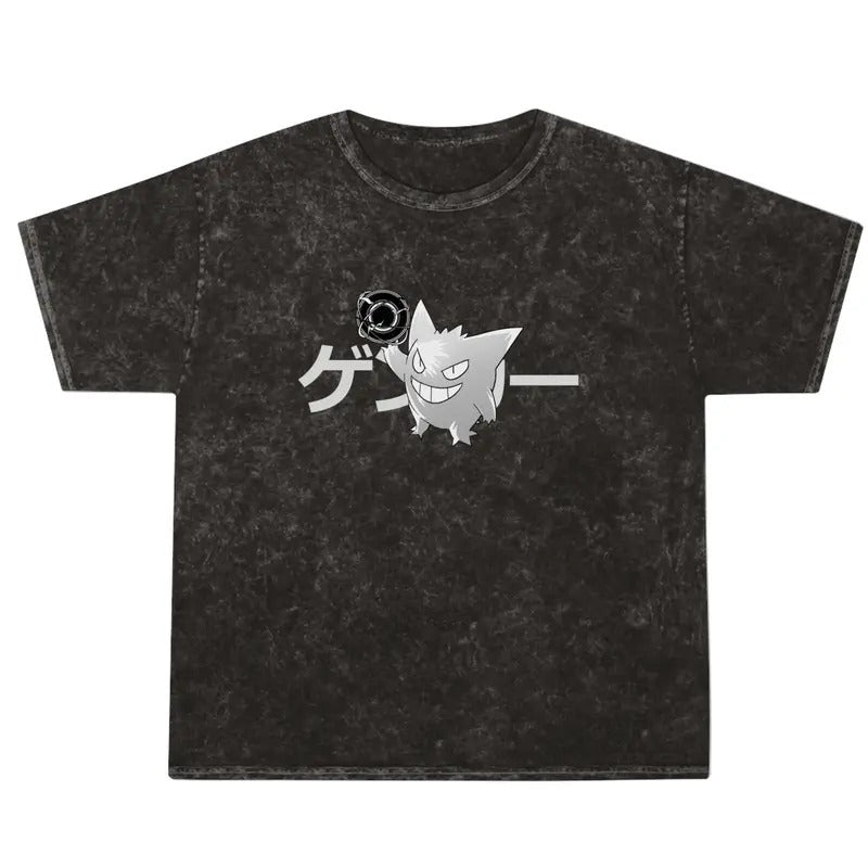 Gengar Ghastly Anime One-Sided Design Heavy Oversized Dyenomite Mineral Wash PK Unisex Anime T-Shirt Streetwear & Gym...