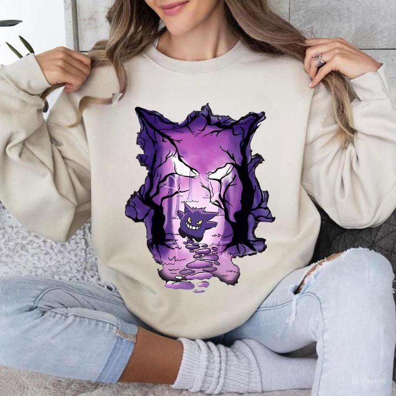Gengar Sweatshirt, Moonster Ghost Shirt, Kaiju Themed, Retro 90s Gengar Shirt, Gift For Her Him, All Sizes Hoodie