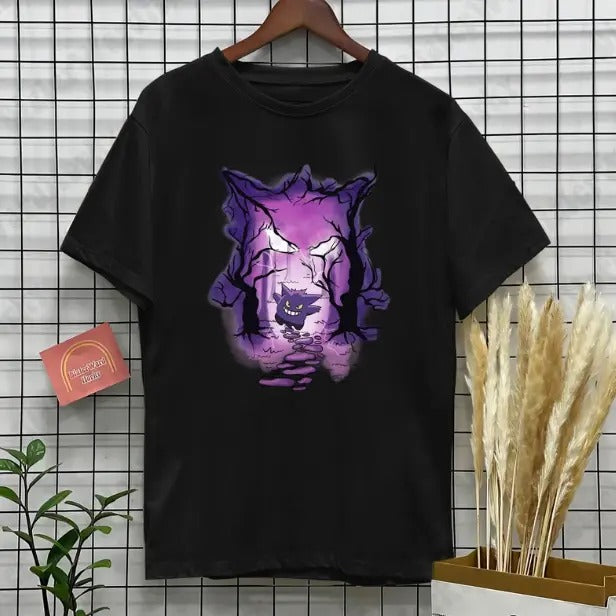 Gengar T-Shirt, Halloween Shirt Japanese Cartoon Art Shirt Shirt Gifts For Men Women Hoodie, Sweatshirt | GrindPrints.com