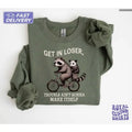 Get In Loser Funny Raccoon Meme Sweater Hoodie T-Shirt, Trouble Ain't Gonna Make Itself, Sarcastic Raccoon Tshirt, Gift...