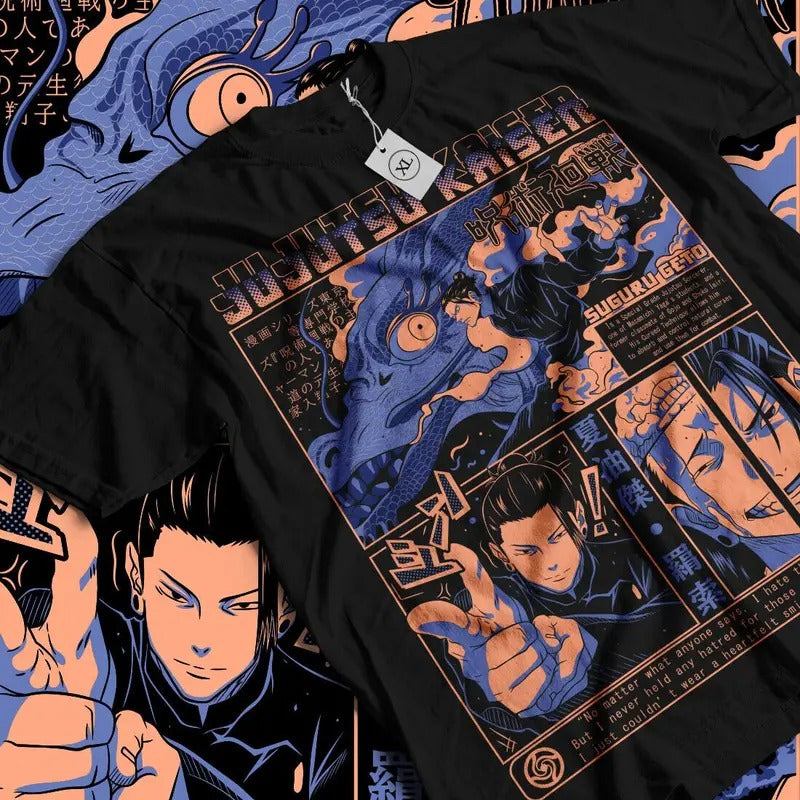 Geto T-shirt Jujutsu Kaisen Suguru Gojo Satoru JJK Girl Anime All Sizes Unisex Cotton Top Tee Hoodie, Sweatshirt