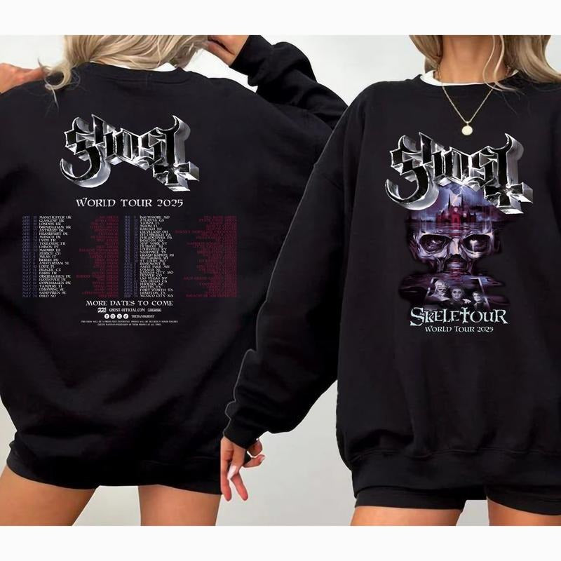 Ghost Band Shirt Ghost World Tour 2025 Sweatshirt Rock Concert 2025 Hoodie Ghost Band Merch Gift For Fans Men...