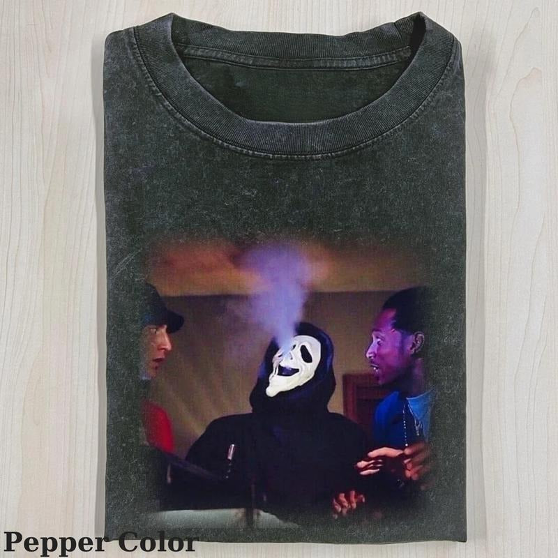 Ghost Face Smoking Vintage Tee, Ghost Cool T-Shirt, Meme Cringe Funny Dumb Shirts, Halloween T-shirt, Unisex Movie Shirt,...