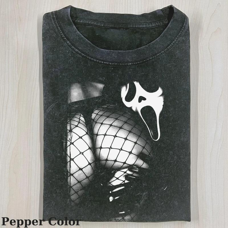 Ghost Face Vintage Tee, Ghost T-Shirt, Meme Cringe Funny Dumb Shirts, Halloween T-shirt, Unisex Movie Shirt, Casual...