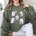 Ghost Reading Books Sweatshirt, Bookish Ghost Halloween Sweatshirt, Halloween Teacher Gift, Librarian Halloween...