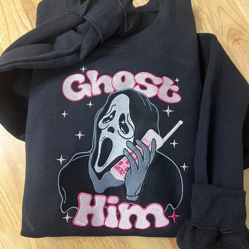 Ghost him embroidered sweater T-Shirts, Hoodie, Sweatshirt | GrindPrints.com