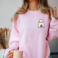 Ghost with Pumpkin Halloween Crewneck Sweatshirt T-Shirts, Hoodie | GrindPrints.com
