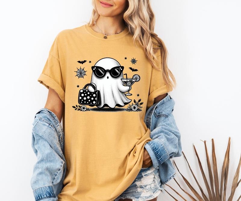 Ghostly Ghost with drink custom colors tee shirt Casual Hoodie, Sweatshirt | GrindPrints.com