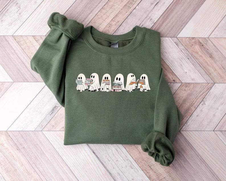 Ghosts Reading Book Halloween Teacher Shirt Spooky Teacher Halloween Ghosts Reading Book Halloween T-Shirts, Hoodie, Sweatshirt