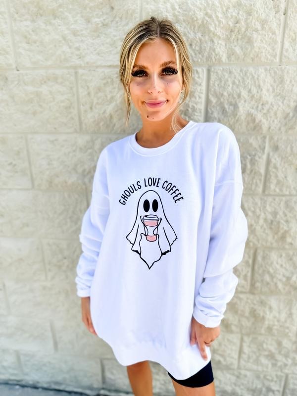Ghouls Love Coffee Graphic Sweatshirt T-Shirts, Hoodie | GrindPrints.com