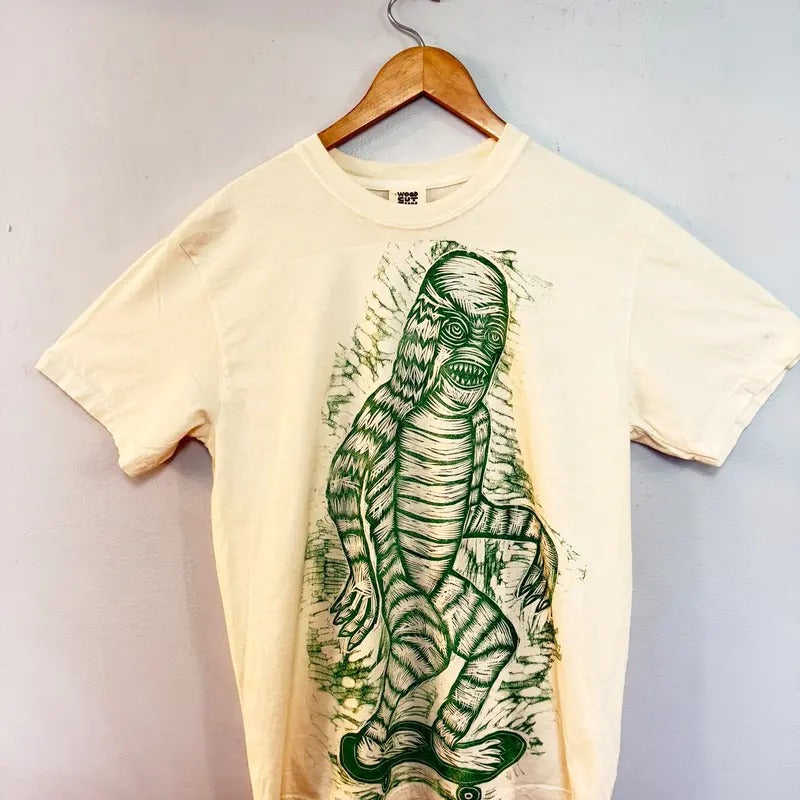 Giant  Creature Hand printed  Woodcut T Shirt Menswear Cotton Top Streetwear Casual Hoodie, Sweatshirt | GrindPrints.com