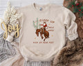 Giddy Up Christmas Sweatshirt, Vintage Cowboy Catus Christmas Tree Shirt, Trendy Jingle Horse Xmas Sweatshirt Classic...