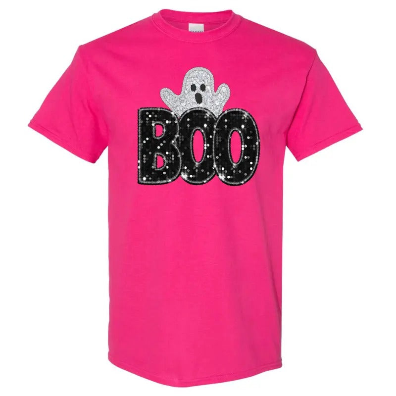 Gildan - Boo & Ghost FAKE Glitter T-Shirt 'NLB' Hoodie, Sweatshirt | GrindPrints.com