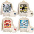 Gildan 18000 Unisex Crewneck 2sides Sport Classic Sweatshirt All Teams Football With Bow, Bow Football Sweatshirt, Sand...