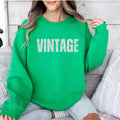 Gildan Distressed Print VINTAGE Design Crewneck Sweatshirt Comfortable Fit Loose Style Casual Women's Tops Green Hoodie...