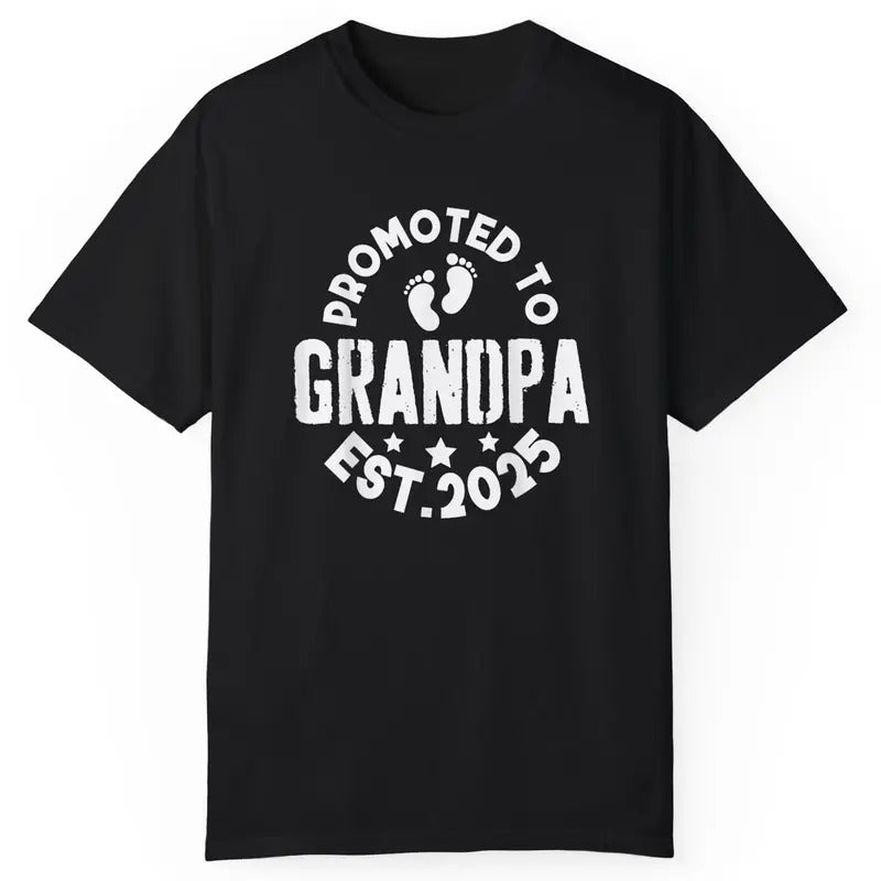 Gildan Funny Grandpa Shirt - Funny Promoted to Grandpa 2025 T-Shirt for Grandpa, Casual Crew Neck, Medium Size, 100%...