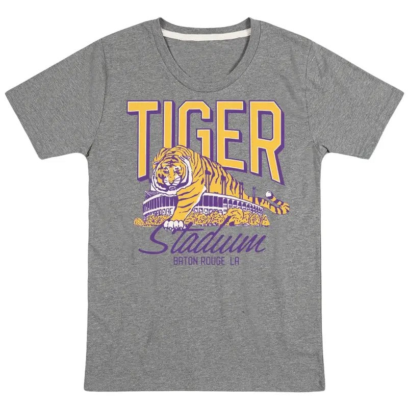 Gildan LSU Football Tiger Stadium Printed Ringer Tee Classic Fit Short Sleeve Top Menswear 100% Cotton Graphic T-Shirt...