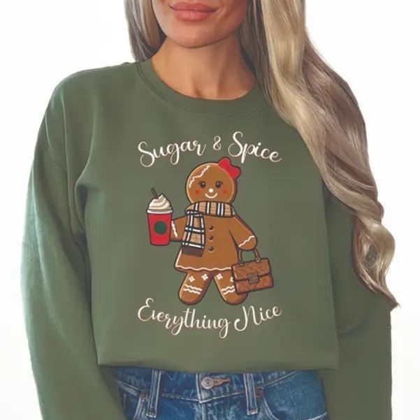 Gingerbread Baby Girl Sugar Sweatshirt, Trendy Gingerbread Christmas Crewneck for Women Womenswear Comfortable T-Shirts,...