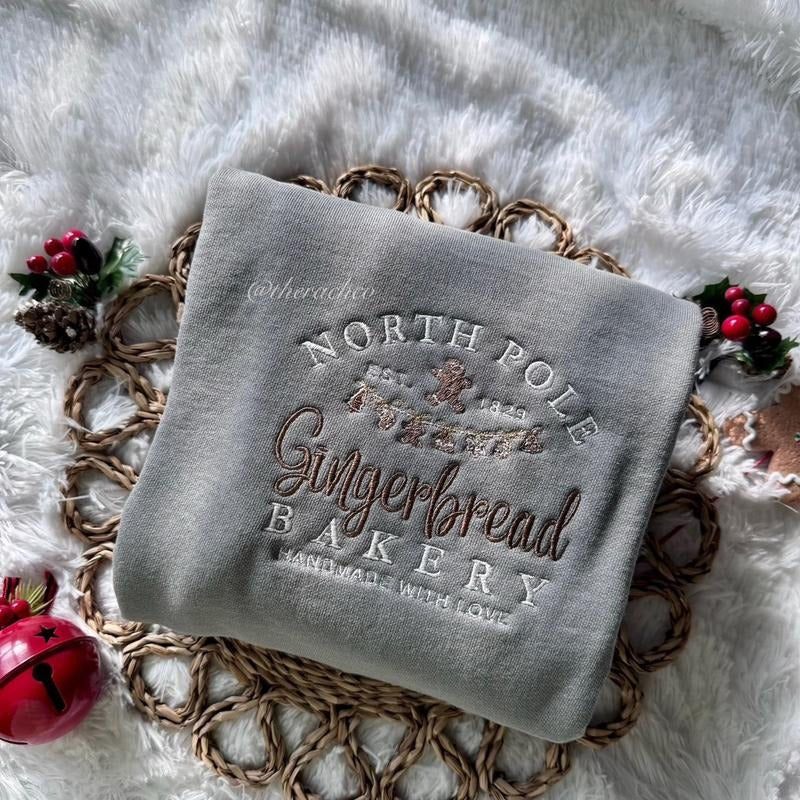 Gingerbread Bakery Embroidered Sweatshirt Comfort Colors Sweatshirt Christmas Sweatshirt T-Shirts, Hoodie | GrindPrints.com