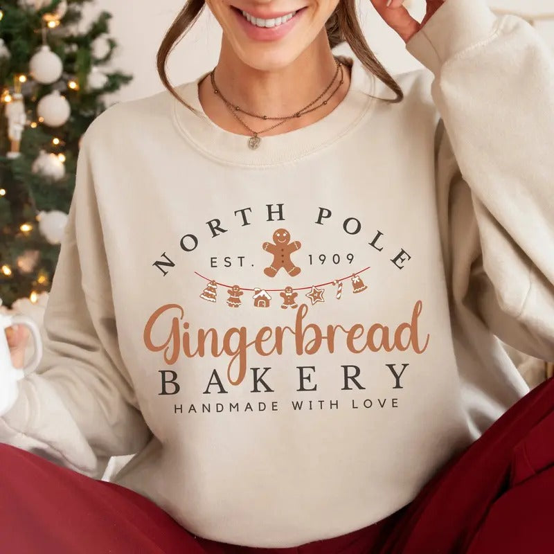 Gingerbread Bakery, Gingerbread Crewneck, Gingerbread Sweater, Vintage Christmas Sweatshirt, Xmas Gift, Trendy Christmas...