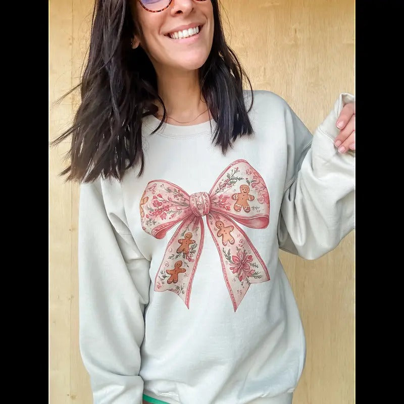 Gingerbread Bow Graphic Top T-Shirts, Hoodie, Sweatshirt | GrindPrints.com