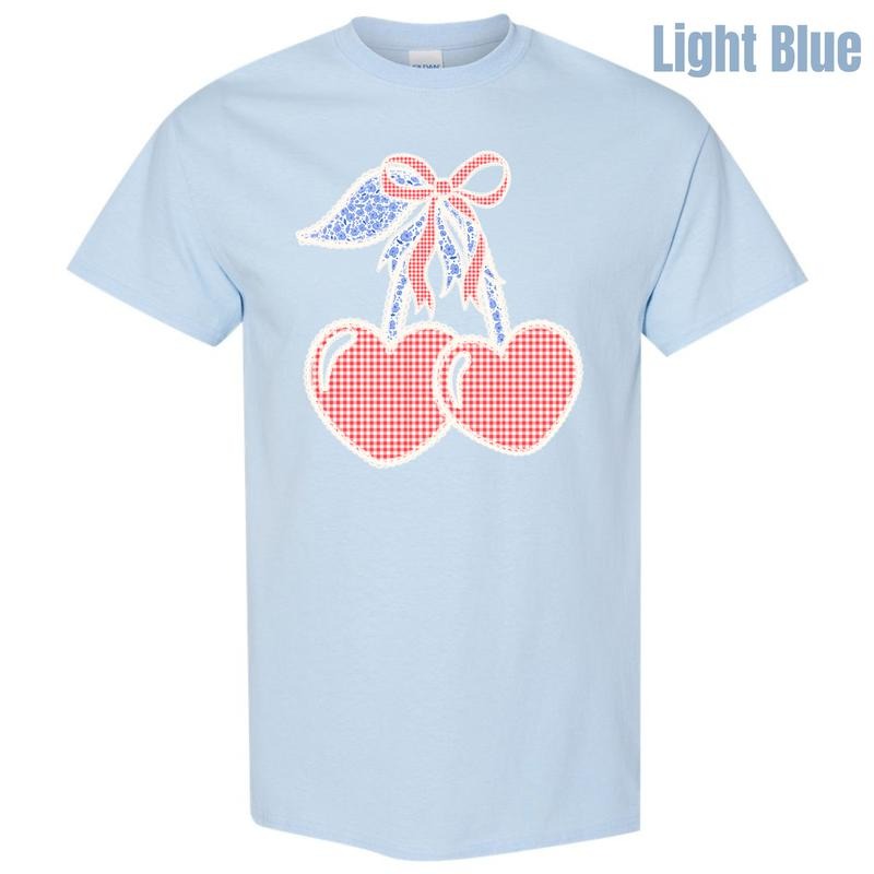 Gingham Heart Cherries Gildan Short Sleeve T-Shirt 'NLB' Hoodie, Sweatshirt | GrindPrints.com