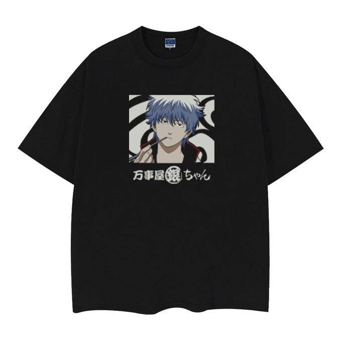 Gintama "Yorozuya Sakata Gintoki" Vintage Oversized Tee Anime T-shirt 100% Cotton Original Design Men's Top Streetwear...