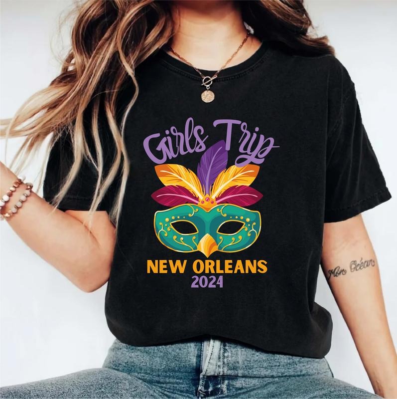 Girl's Trip New Orleans 2024 Shirt, New Orleans Bachelorette T-shirt, Matching Girls Carnival Tee, Nola Trip Shirt For...