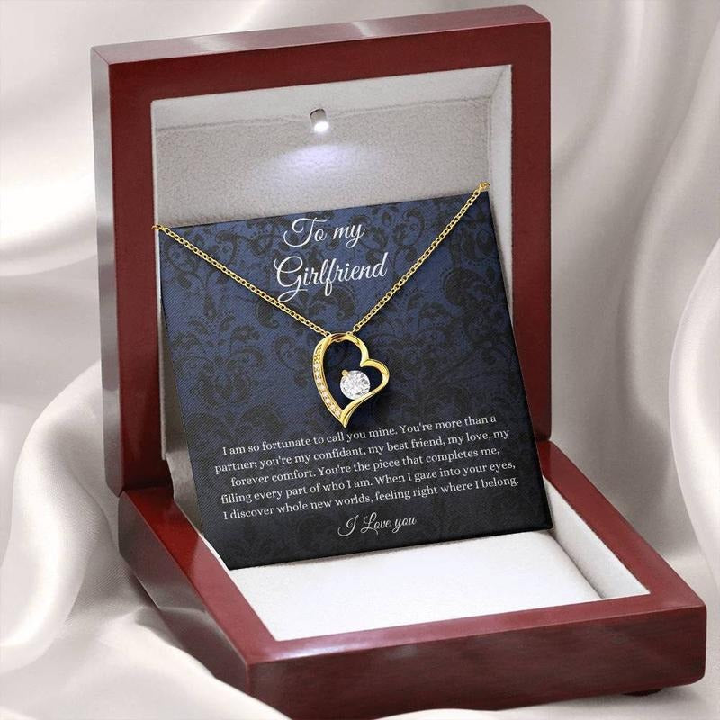 Girlfriend Heart Necklace, Gifts For Girlfriend, Girlfriend Valentine's Day, Girlfriend Gift Idea, Romantic Gift Her,...