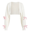 Girly Aesthetic Back To School Open Front Ribbed Knit Bow Cute Cropped Cardigan Sweater Shrug T-Shirts, Hoodie, Sweatshirt