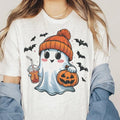 Girly Ghost Tshirt Disco Pumpkin T-Shirt Halloween Fall Floral Ghost Tee Halloween Ghost Tshirt Fall Flowers and Pumpkin...