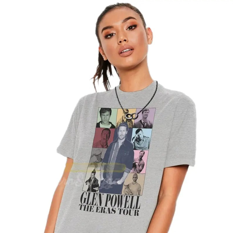 Glen Powell Tour Shirt Cool Fan Art Casual Cotton T-Shirts, Hoodie, Sweatshirt