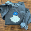 Glitter Applique Cowboy Ghost Halloween Embroidered Crewneck Sweatshirt Comfort T-Shirts, Hoodie | GrindPrints.com