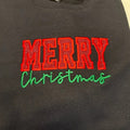 Glitter Applique Merry Christmas Embroidered Crewneck Sweatshirt Comfortable Classic Festive T-Shirts, Hoodie