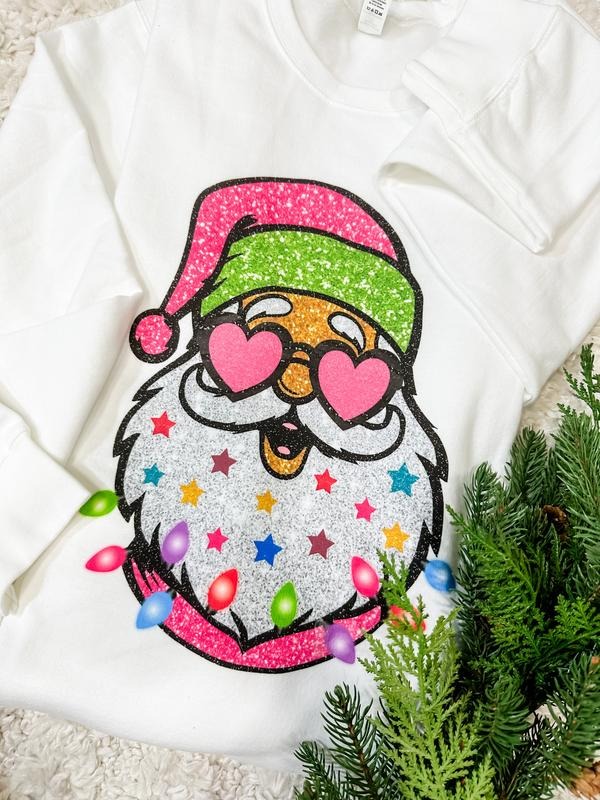 Glitter Santa Graphic Top T-Shirts, Hoodie, Sweatshirt | GrindPrints.com