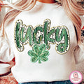 Glitter lucky shamrock coquette, lucky, brushstroke lucky, patricks day, glitter patrick, retro patrick, Irish Day...