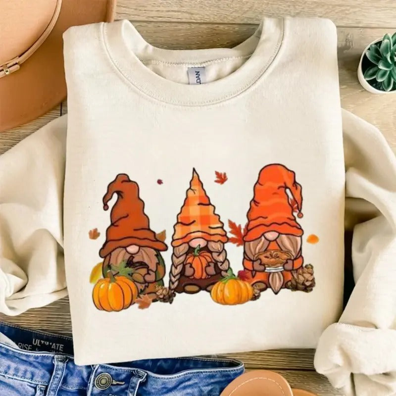 Gnomes Fall Sweatshirt, Cute Gnome Sweater, Fall Shirt, Gift For Thanksgiving, Thanksgiving Gnome, Thanksgiving...